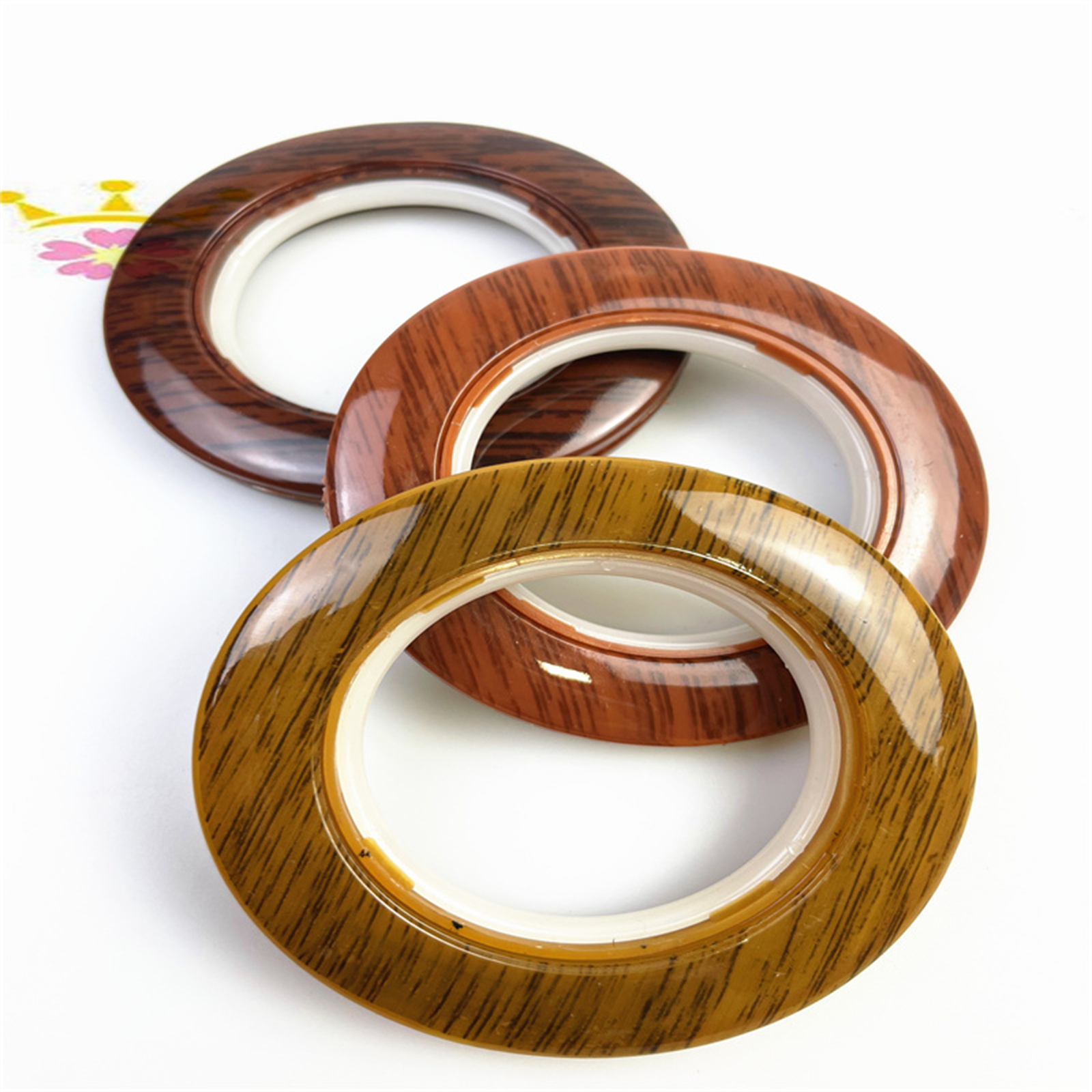 7.7Roman ROD TOPTINS GOOL SALES SALETS RINGS تصميم جديد الستائر الستائر حلقات الستائر البلاستيكية حلقات العيينة